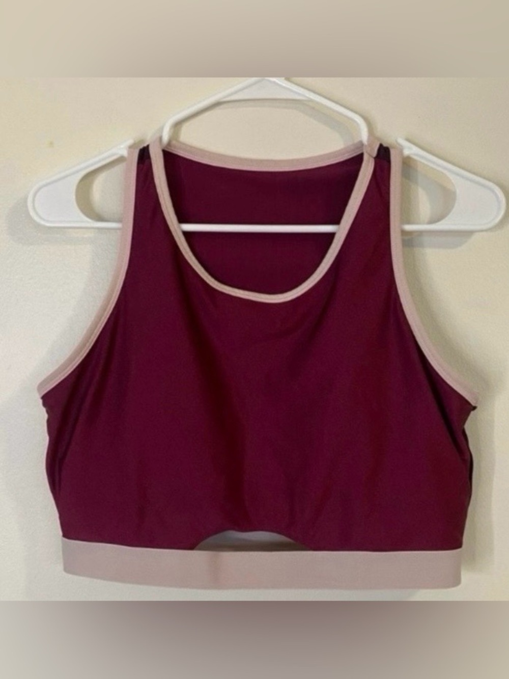 Fabletics Maroon Crop Tank with front cut out size Large